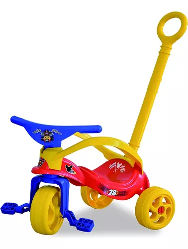 Triciclo Com Empurrador E Proteção Mickey Xalingo Vermelho